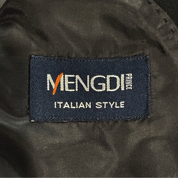 Mengdi Prince Men’s Italian Style Suit Blazer Black Three Button Closure Size 40 - Picture 5 of 8
